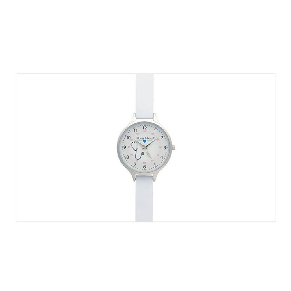 Nurse Mates Stethoscope nurse watch water-resistant silicone strap -White